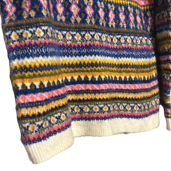 Talbots Sweater Woman’s Size XS Fair Isle Mock Neck Ivory Colorful Stripes - Picture 4 of 8